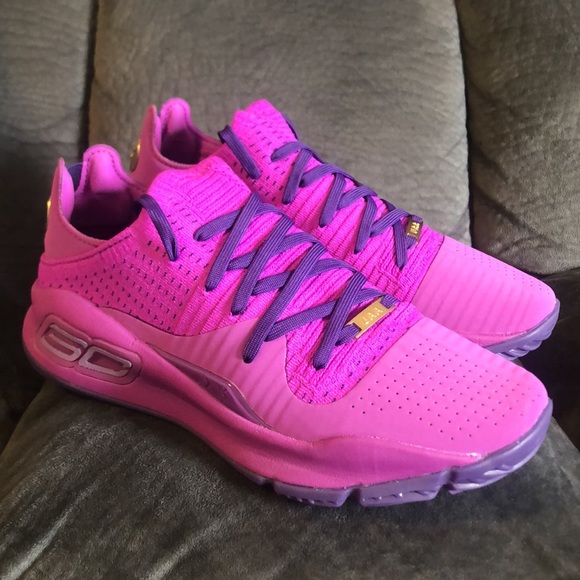 Under Armour Mens Curry 4 Low PE Purple Gold Unreleased Sample - Picture 2 of 9